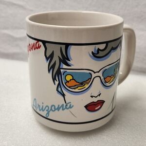 Vintage 80s Arizona Souvenir Coffee Mug - Patrick Nagel Style Art 12oz